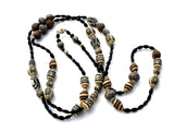 Black & White Long Tribal Bead Necklace - The Jewelry Lady's Store