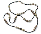 Black & White Long Tribal Bead Necklace - The Jewelry Lady's Store