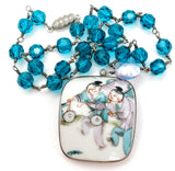 Blue Bead Necklace with Asian Pendant - The Jewelry Lady's Store