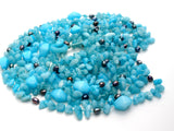 Blue Caribbean Quartz & Gray Pearl Necklace - The Jewelry Lady's Store