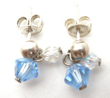Blue Crystal Bead Dangle Earrings Sterling Silver - The Jewelry Lady's Store