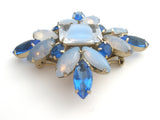 Blue Givre & Moonstone Rhinestone Brooch Pin - The Jewelry Lady's Store