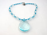 Blue Crystal Bead Pendant 16" Necklace - The Jewelry Lady's Store