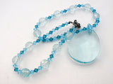 Blue Crystal Bead Pendant 16" Necklace - The Jewelry Lady's Store
