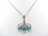 Blue Rhinestone Lavalier Silver Necklace Set - The Jewelry Lady's Store