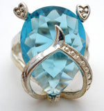 Blue Topaz CZ Heart Ring Sterling Silver - The Jewelry Lady's Store