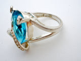 Blue Topaz CZ Heart Ring Sterling Silver - The Jewelry Lady's Store