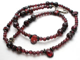Bohemian Garnet Bead Necklace 17" Vintage - The Jewelry Lady's Store