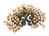 Brass Runway Bib Necklace with Crystals Beads - The Jewelry Lady's Store