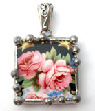 Broken Porcelain China Rose Pendant 925 - The Jewelry Lady's Store