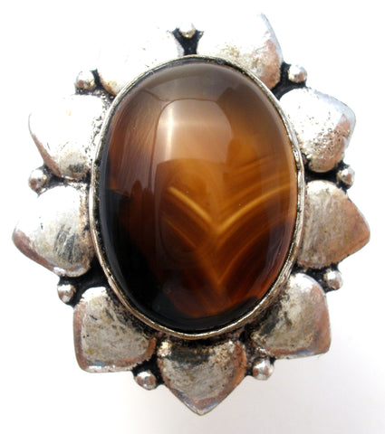 Brown Banded Agate 925 Ring Size 9