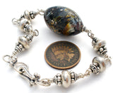 Brown Murano Glass Bead Sterling Silver Bracelet 7" - The Jewelry Lady's Store