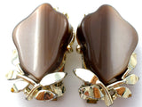 Brown Thermoset Leaf Bracelet & Earrings Vintage - The Jewelry Lady's Store