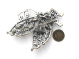 Butterfly Brooch Pin with Clear Rhinestones Vintage - The Jewelry Lady's Store
