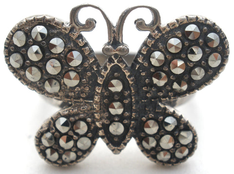 Butterfly Ring With Marcasites Size 6