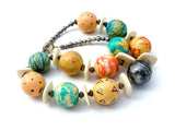 Chunky Bead Necklace Vintage Hand Painted 22" - The Jewelry Lady's Store