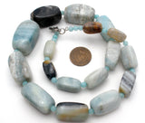Chunky Blue Lace Agate Bead Necklace 19" - The Jewelry Lady's Store