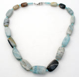 Chunky Blue Lace Agate Bead Necklace 19" - The Jewelry Lady's Store
