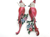 Coro Calopsitta Pink Bird Duette Brooch Set c. 1941 - The Jewelry Lady's Store