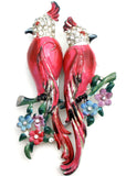Coro Calopsitta Pink Bird Duette Brooch Set c. 1941 - The Jewelry Lady's Store