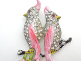 Coro Gene Verrecchio Pink Enamel Bird Brooch Pin - The Jewelry Lady's Store