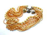 Cream & Beige Multi Strand Bead Necklace Set Vintage - The Jewelry Lady's Store