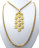 Crown Trifari Gold Greek Key Necklace Vintage - The Jewelry Lady's Store