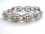 Crown Trifari Pearl Silver Vintage Bracelet - The Jewelry Lady's Store