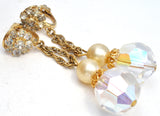 Dangle Crystal Bead & Rhinestone Earrings Vintage - The Jewelry Lady's Store