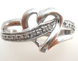 Diamond Heart Ring Sterling Silver Size 7 - The Jewelry Lady's Store