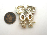 Double Jelly Belly Owl Brooch Enamel Vintage Pin - The Jewelry Lady's Store