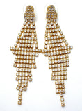 Drippy Clear Rhinestone Dangle Earrings Vintage - The Jewelry Lady's Store