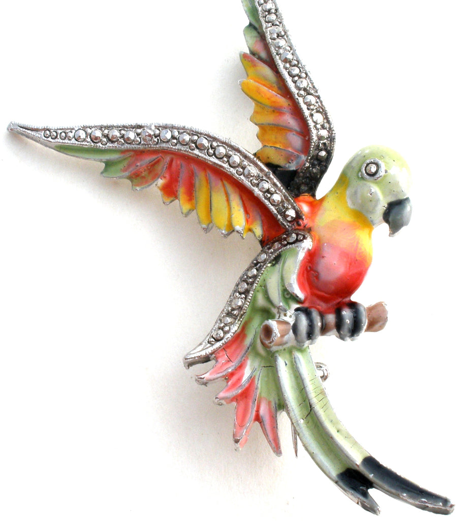 Enamel Bird in Flight Bird Brooch Pin Vintage - The Jewelry Lady's Store