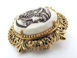 Florenza Cameo Gold Brooch Pin Vintage - The Jewelry Lady's Store