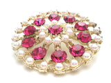 Fuchsia Pink & Pearl Brooch Pin Vintage - The Jewelry Lady's Store