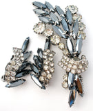 Gray & Clear Rhinestone Brooch Set Vintage - The Jewelry Lady's Store