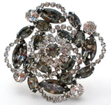 Gray & Clear Rhinestone Brooch Pin Vintage - The Jewelry Lady's Store