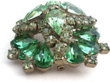 Green Rhinestone Layered Brooch Pin Vintage - The Jewelry Lady's Store