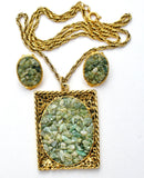 Green Jade Necklace & Earrings Vintage - The Jewelry Lady's Store