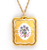 Hand Painted Flower 14K Gold Filled Necklace Vintage 22" - The Jewelry Lady's Store