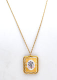 Hand Painted Flower 14K Gold Filled Necklace Vintage 22" - The Jewelry Lady's Store