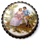Hand Painted Victorian Couple Brooch Pin - The Jewelry Lady's Store
