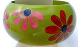 Hand Painted Flower Wood Bangle Bracelet Vintage - The Jewelry Lady's Store