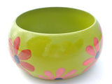 Hand Painted Flower Wood Bangle Bracelet Vintage - The Jewelry Lady's Store