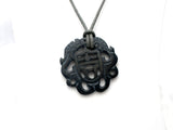 Black Jade Pendant Necklace Hand Carved - The Jewelry Lady's Store