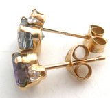 Heart Mystic Topaz CZ Earrings 10K Gold - The Jewelry Lady's Store