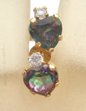 Heart Mystic Topaz CZ Earrings 10K Gold - The Jewelry Lady's Store