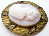 High Relief Angel Skin Left Facing Cameo Brooch Victorian - The Jewelry Lady's Store