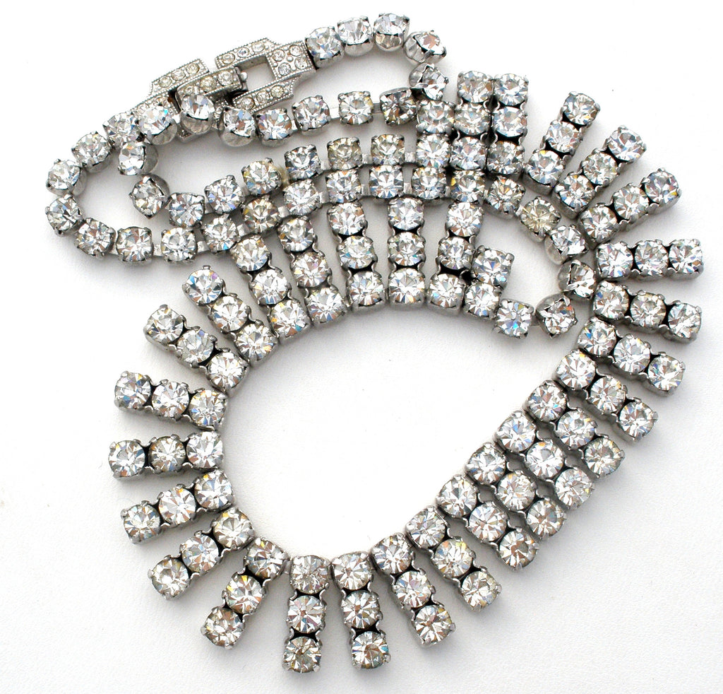 Kramer Clear Rhinestone Necklace Vintage NY - The Jewelry Lady's Store