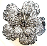 Large Cannetille Flower Sterling Silver Brooch Vintage - The Jewelry Lady's Store